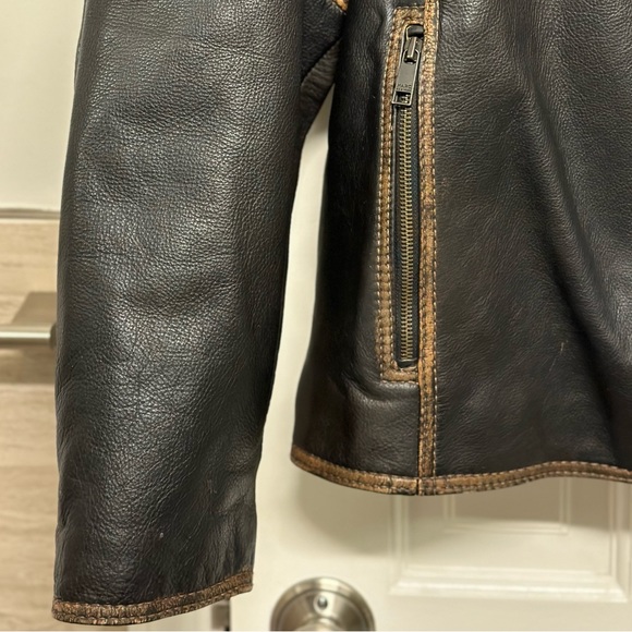 Marc New York Andrew Marc Distressed Heavy Moto Leather Jacket Mens Size XL - Picture 8 of 16